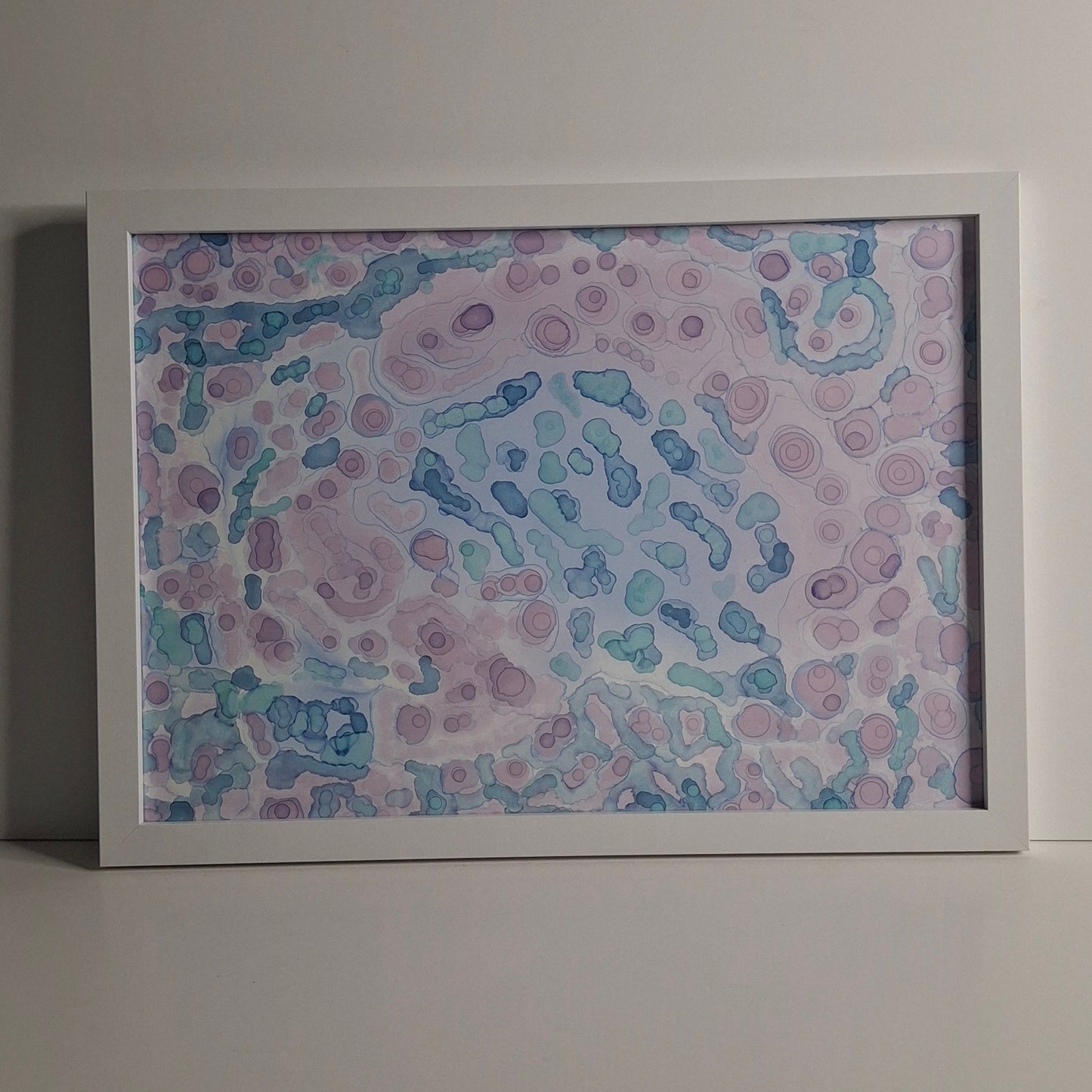 Moonlit Tide  Original Artwork Blue Green Alcohol Ink A3