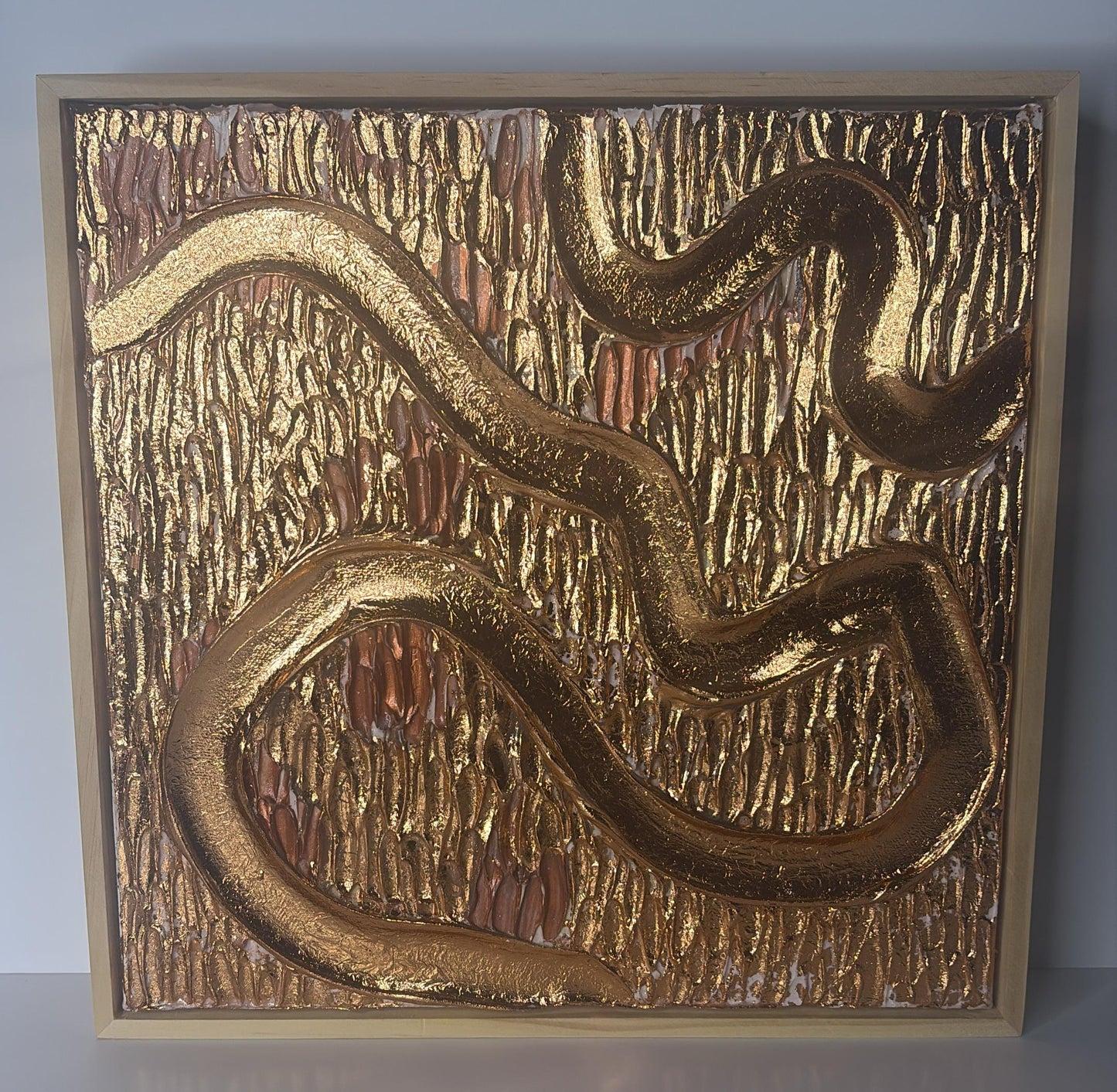 Rivers of Light Original Abstract Textured Artwork  Bronze Metallic Painting