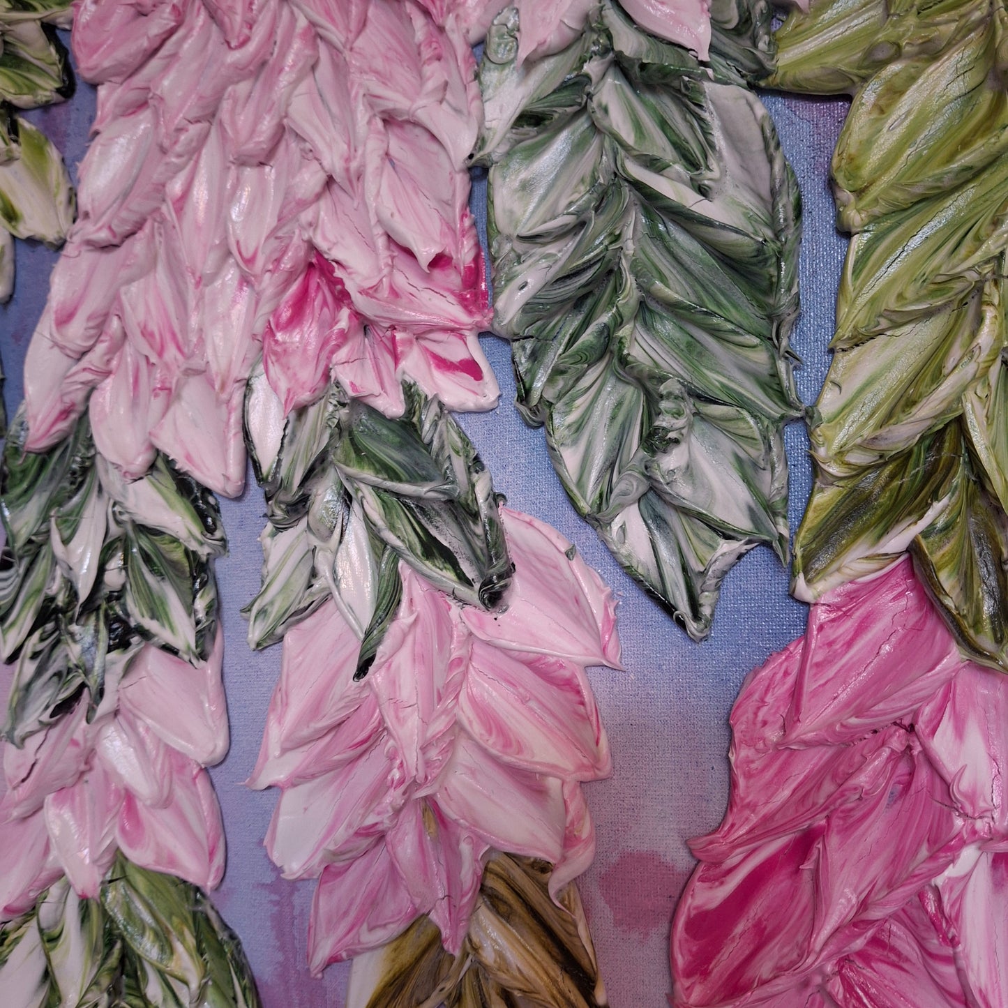 Cascade of Joy Part One  Original Art Textured Floral Flower Garden Abstract Expressionist Pink Green