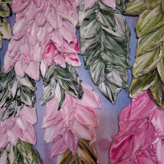 Cascade of Joy Part One  Original Art Textured Floral Flower Garden Abstract Expressionist Pink Green