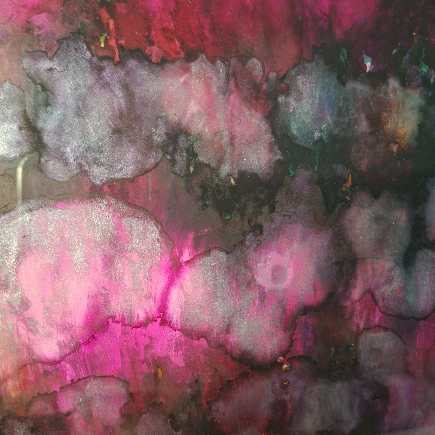Petals in the Moonlight – Original A4 Alcohol Ink Abstract in Black Frame