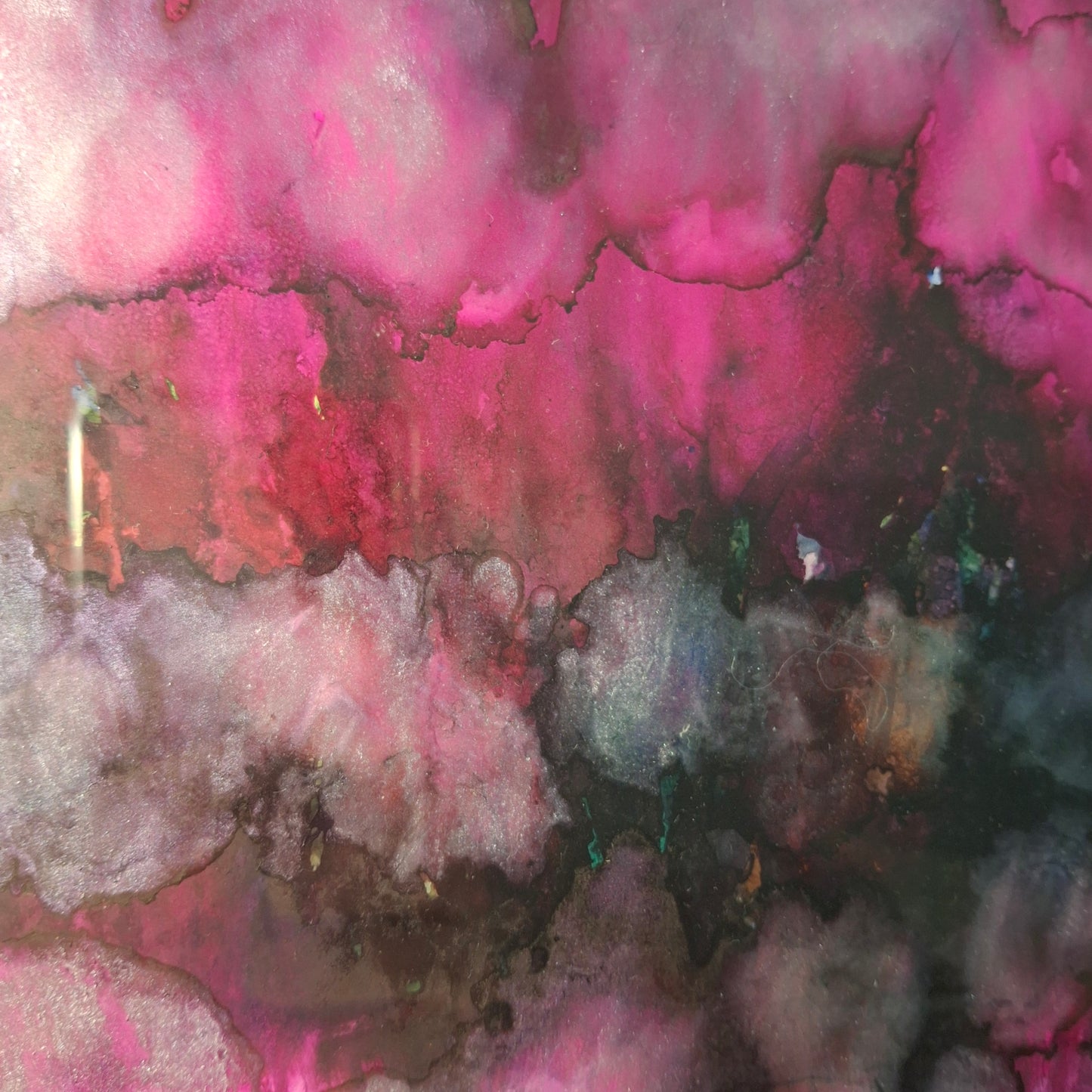 Petals in the Moonlight – Original A4 Alcohol Ink Abstract in Black Frame